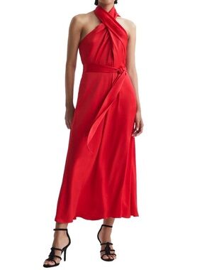 white halter bridesmaid dress Alice Satin Halter Maxi Dress - White main image 0